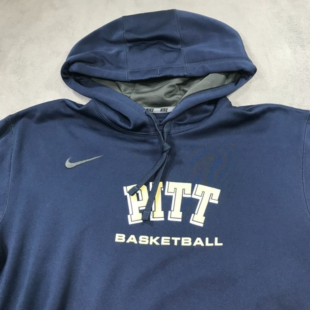 Pitt Panthers Nike Hoodie Sweatshirt Men's Large Blue Therma Fit Basketball - Picture 2 of 16